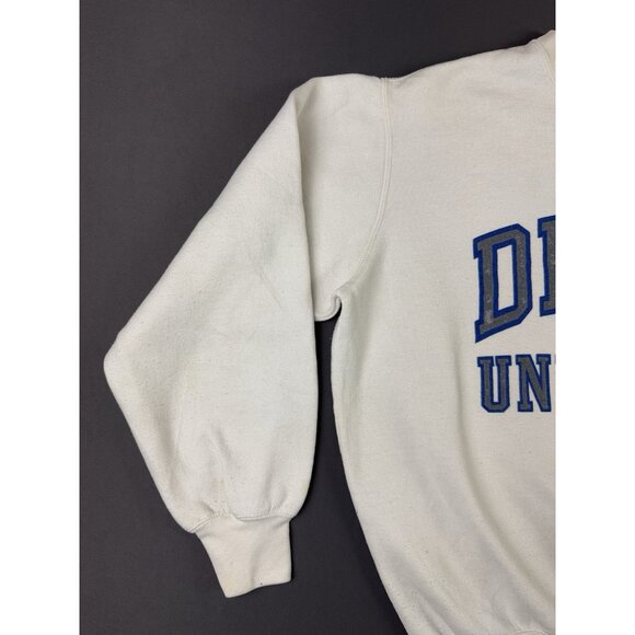 Rare Vintage 90s Drake University Crewneck Sweater White Medium Iowa Spellout - Picture 4 of 14